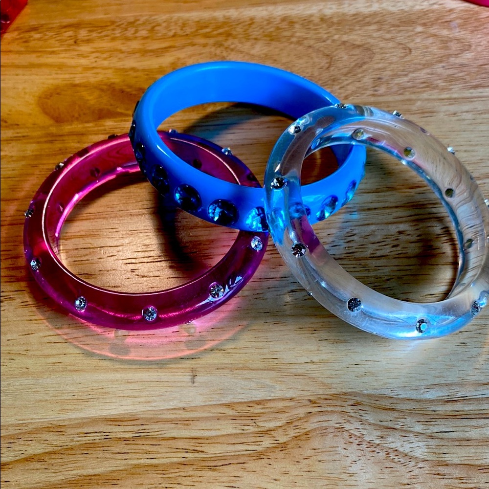Set of Three Rhinestone Bangle Bracelets